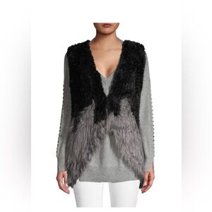 Faux fur black and grey vest